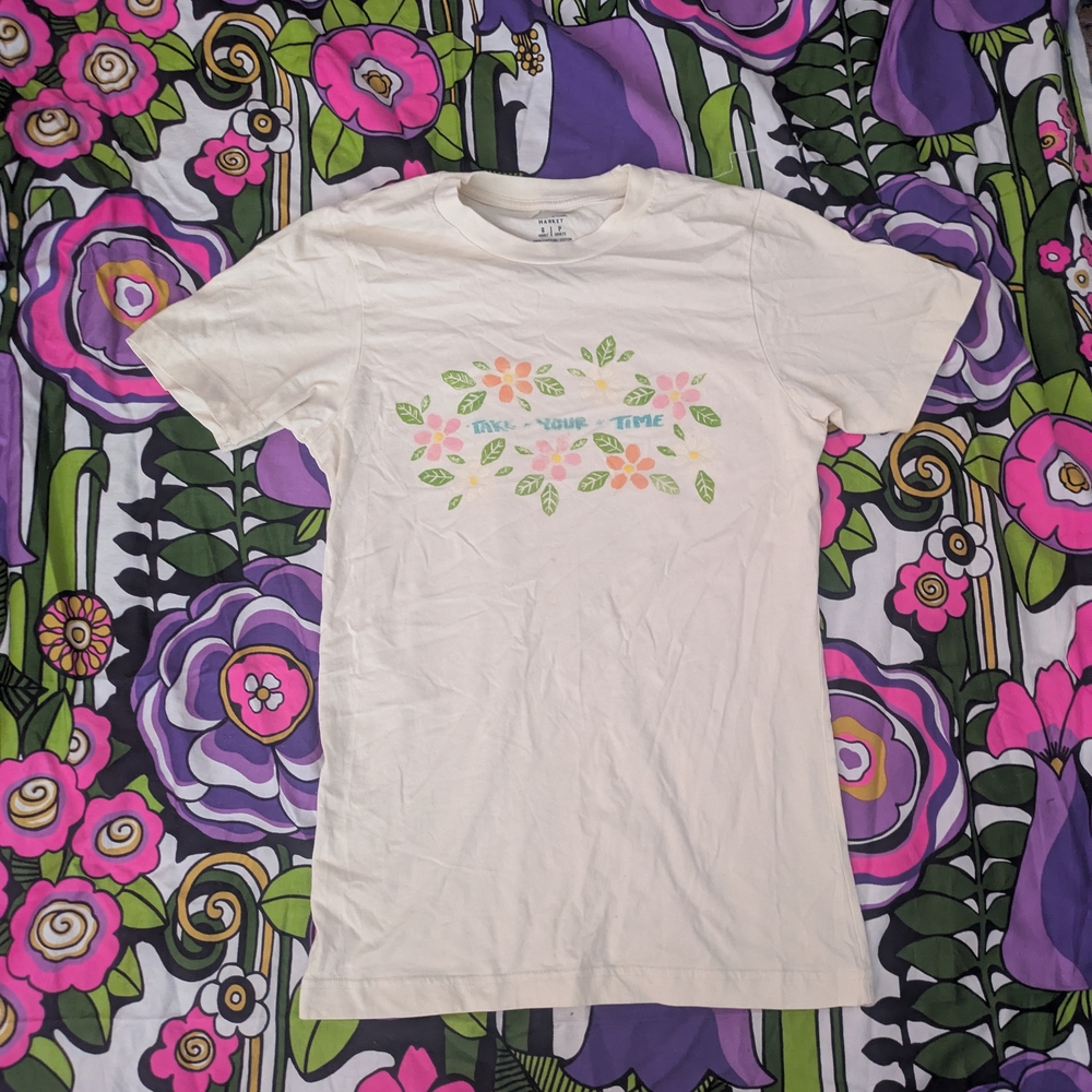 Floral Graphic Tee in Cream